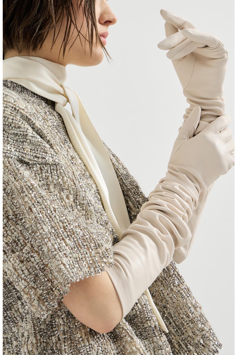 Nappa leather long gloves, Alternate, color, White