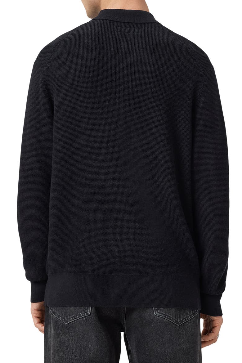 Waffle Knit Polo, Alternate, color, BLACK