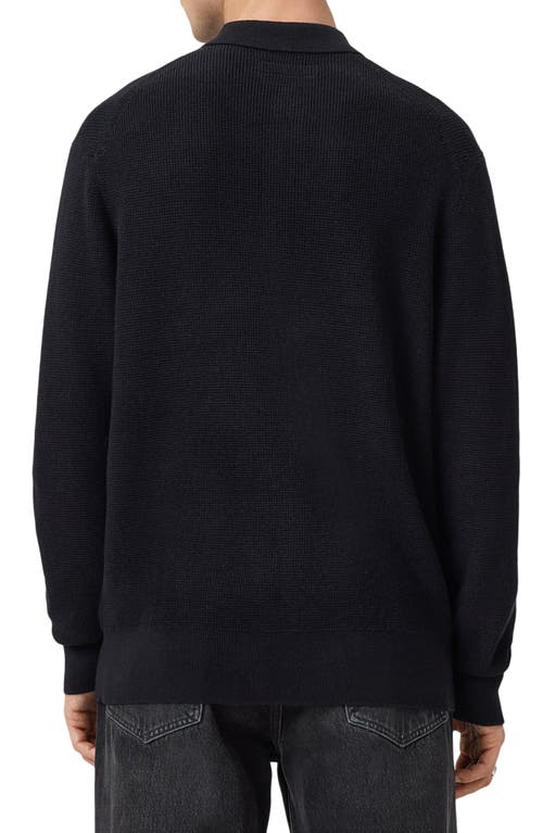 Allsaints Statten Regular Fit Polo Collar Sweater In Black