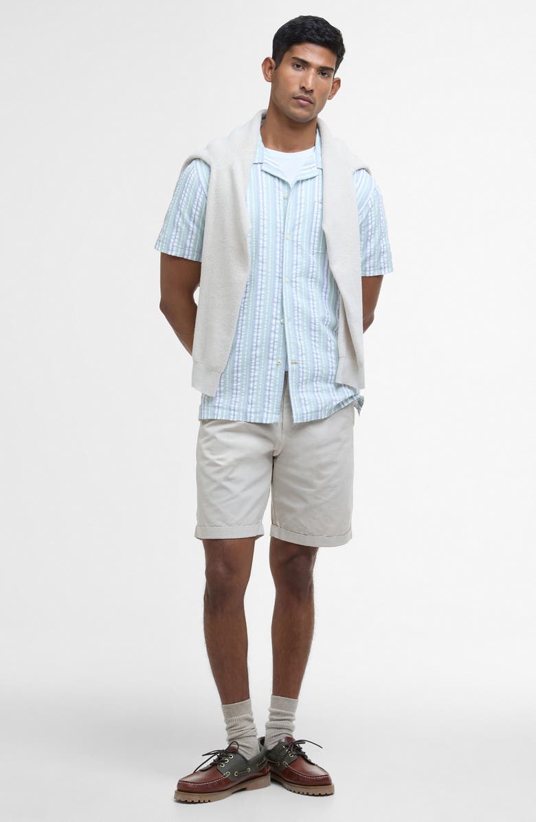 Barbour Beechcroft Stripe Cotton Seersucker Camp Shirt, Alternate, color, Pale Apple