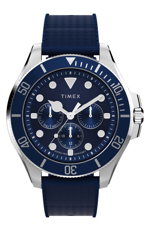 Harborside Coast Multifunction 43mm Synthetic Rubber Strap Watch