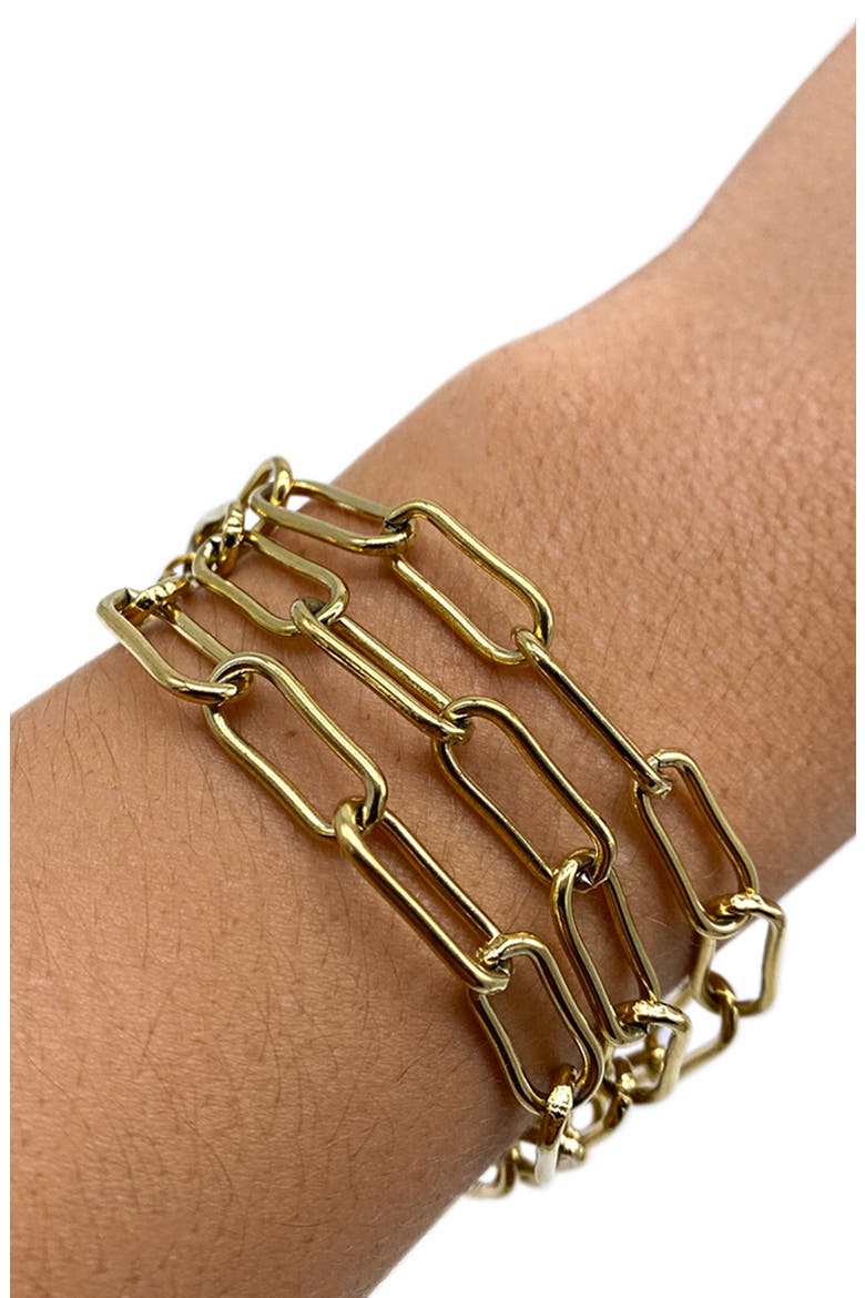 Paper Clip Chain Layered Bracelet, Alternate, color, YELLOW
