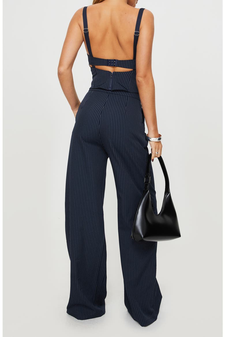 Briana Pinstripe Tank & Pants Set, Alternate, color, NAVY