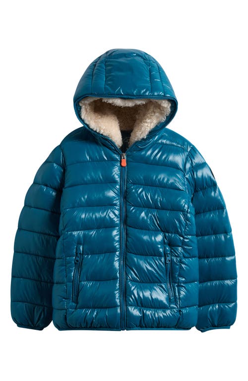 Save The Duck Kids' Gavin Hooded Puffer Jacket In Blue