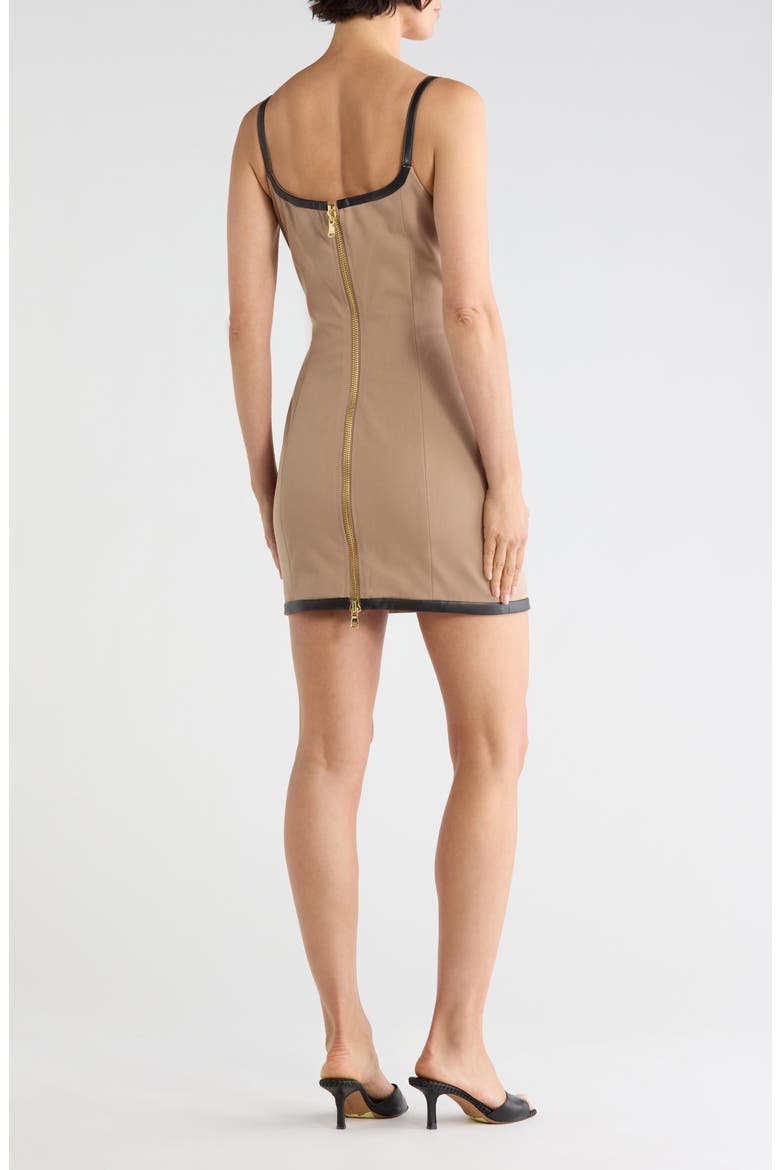 Jettie Leather Trim Minidress, Alternate, color, DARK CAPPUCCINO