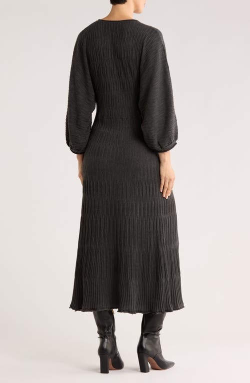 Max Studio Balloon Sleeve Midi Sweater Dress In Gray
