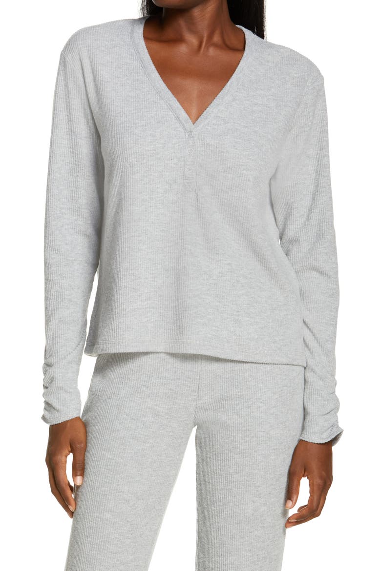Maxwell Rib V-Neck Lounge Top, Main, color, GREY HEATHER