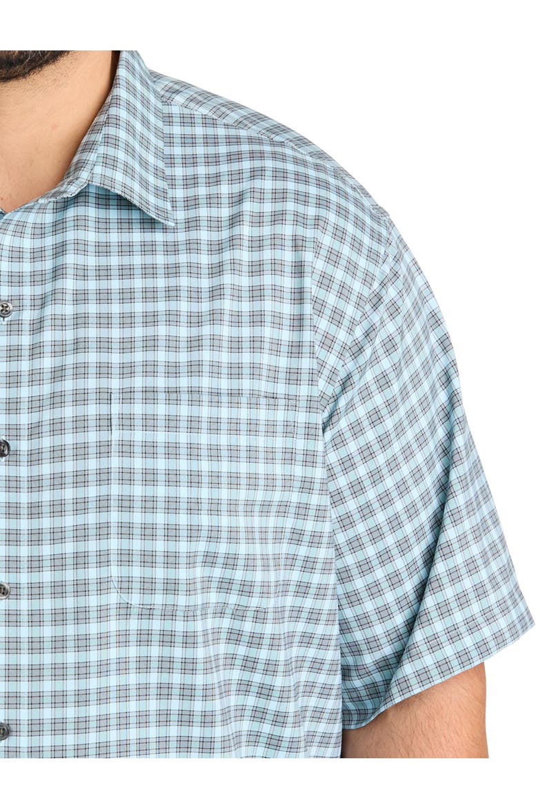 Big & Tall Plaid Microfiber Sport Shirt V2, Alternate, color, BLUE