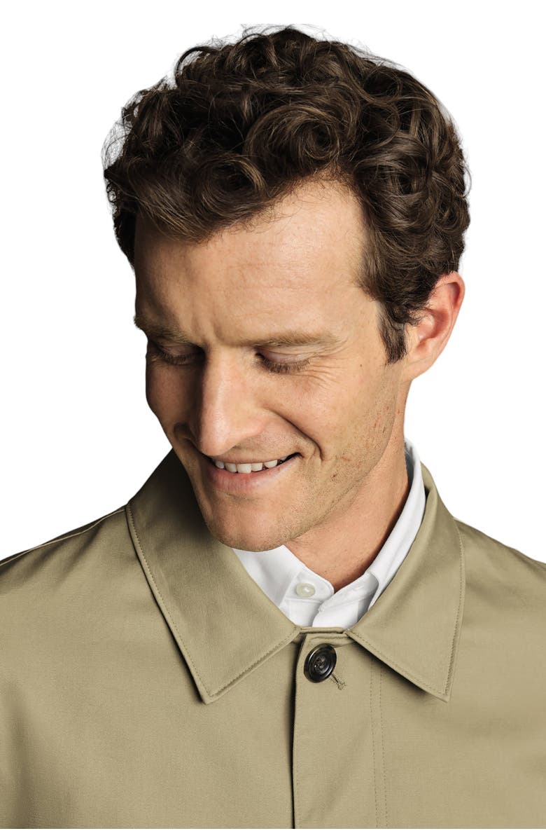 Charles Tyrwhitt Classic Showerproof Cotton Raincoat, Alternate, color, Limestone