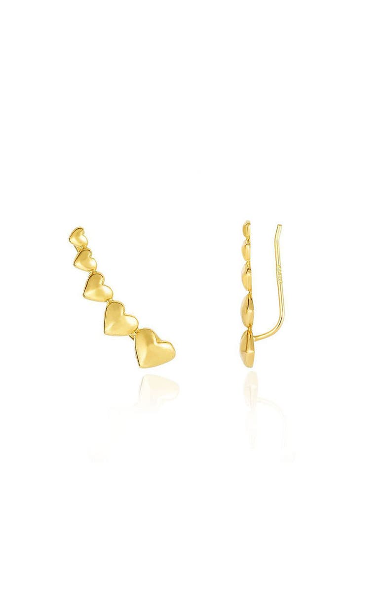 The Lovery Fine Jewelry Heart Ear Climber Earrings, Main, color, Yellow Gold