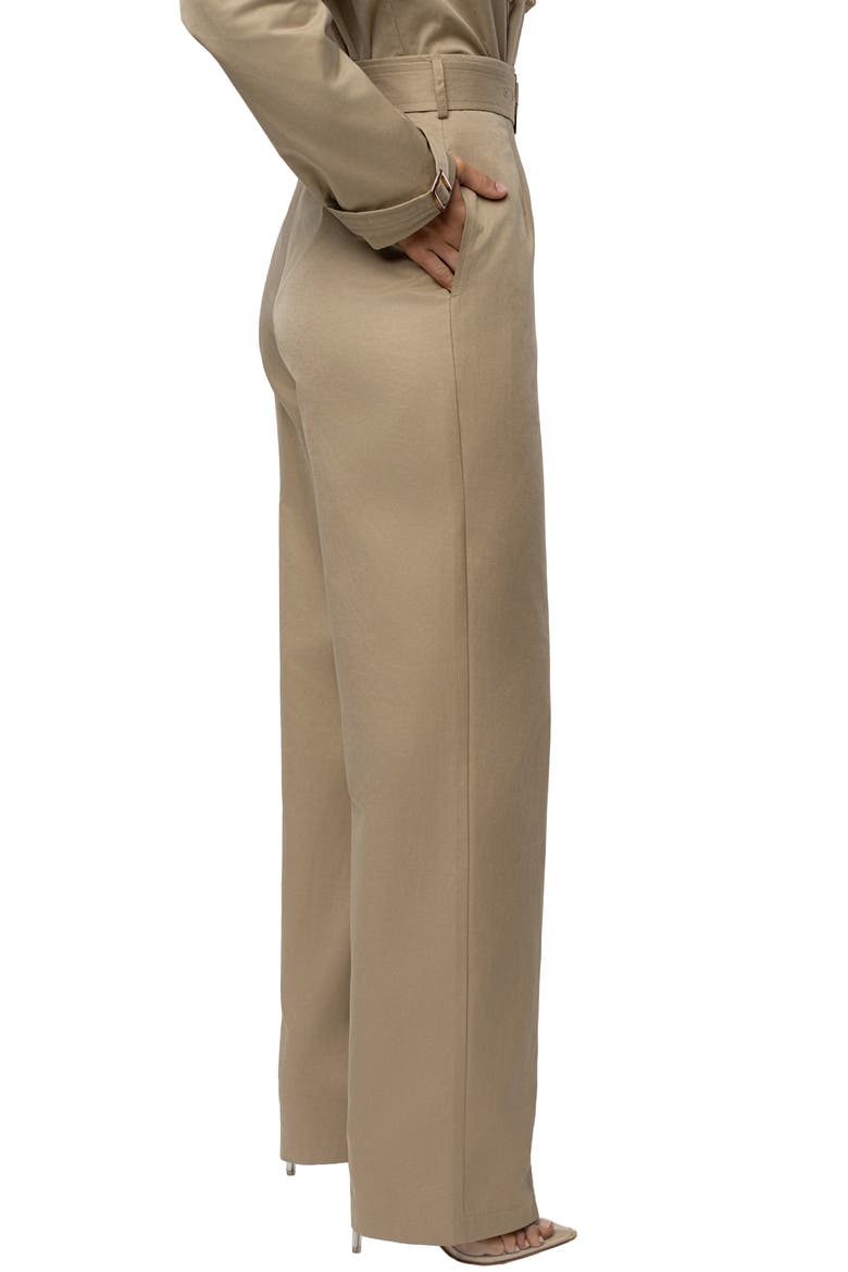 Uncharted Belted Cotton Blend Pants, Alternate, color, BEIGE