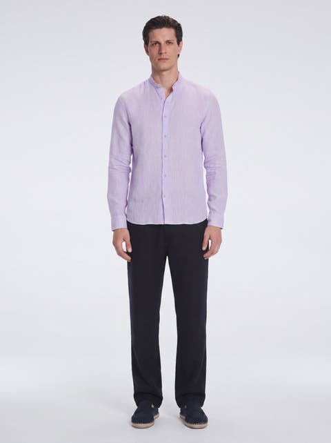Ryan Linen Shirt with Grandad Collar