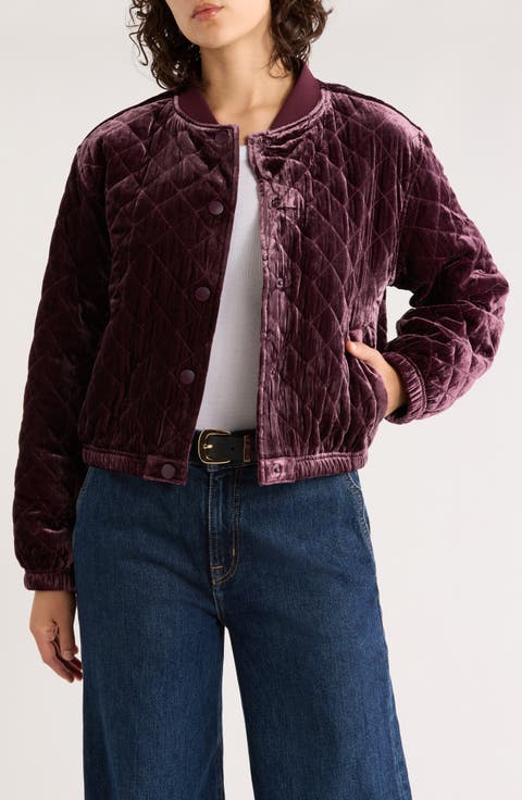 Anita Velvet Quilted Bomber Jacket