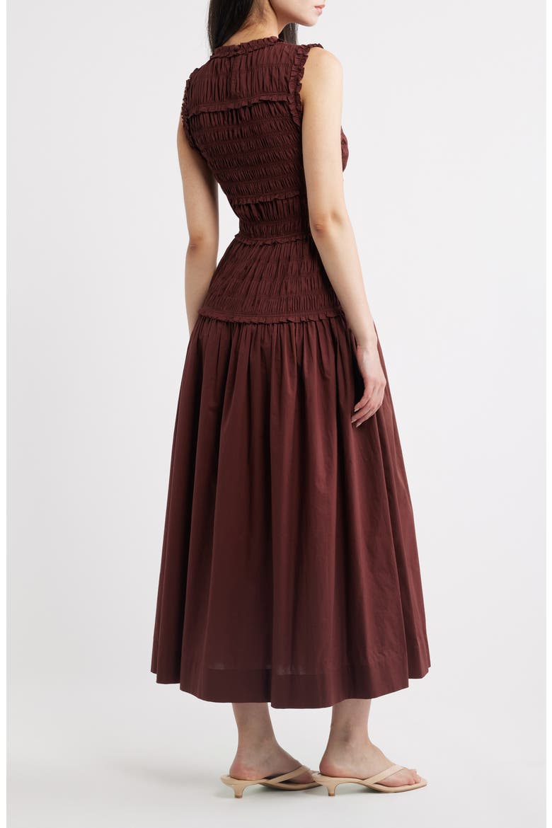 Mallory Smocked Organic Cotton Midi Dress, Alternate, color, DAHLIA
