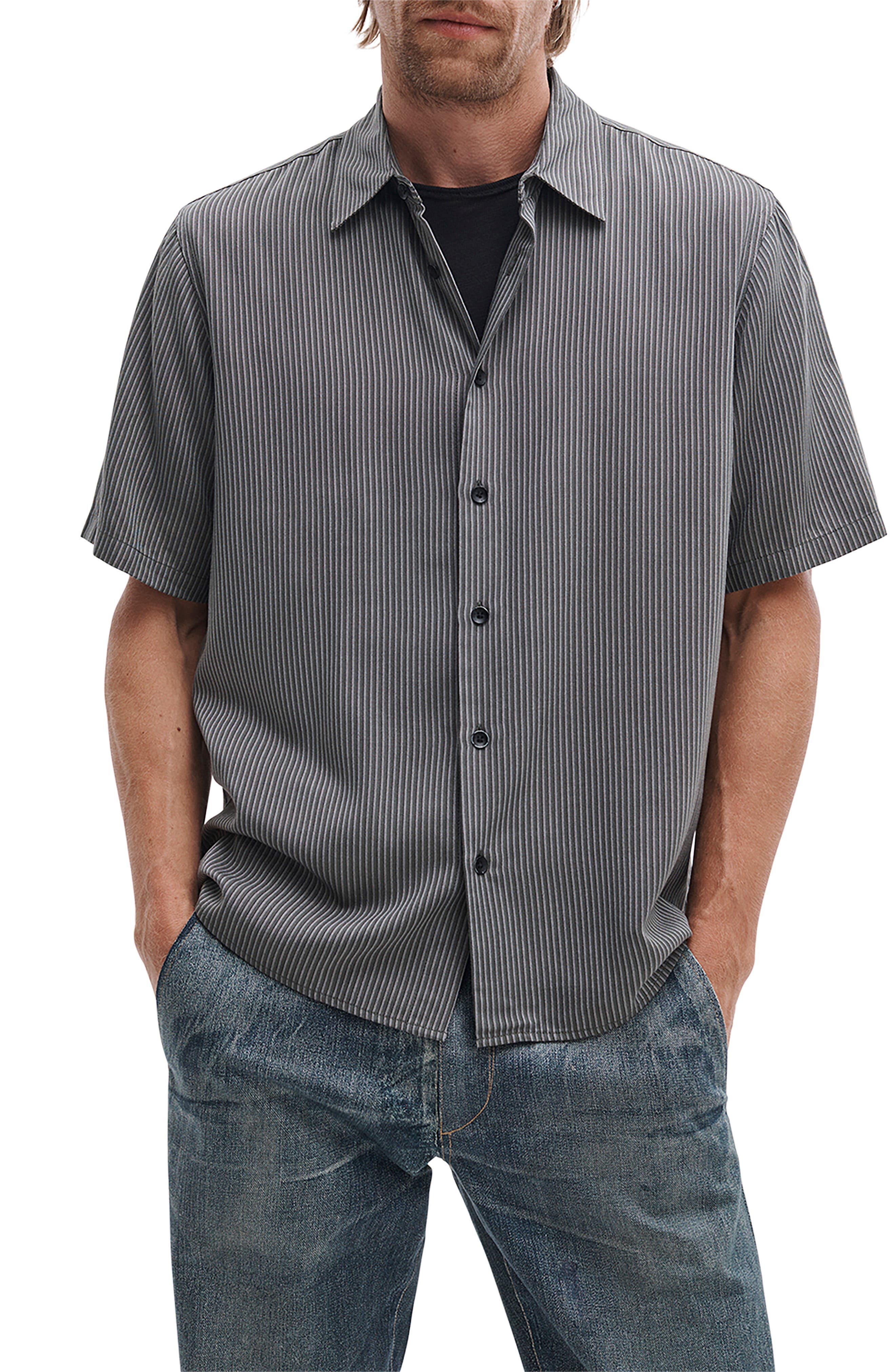Dalton Jacquard Short Sleeve Button-Up Shirt - image 3