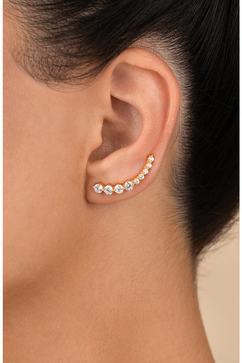 Brilliant Cubic Zirconia Single Ear Crawler, Alternate, color, GOLD