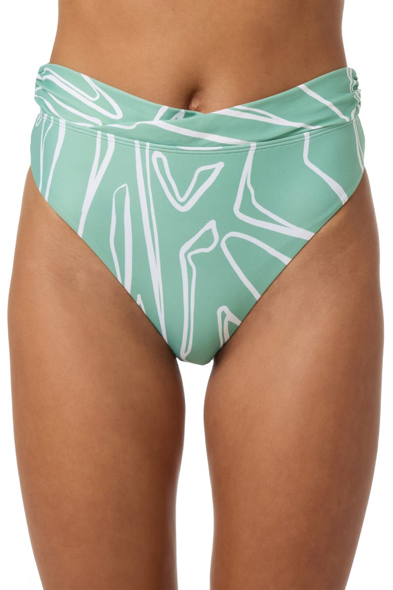 Ziggy Geo Stellan High Waist Bikini Bottoms, Main, color, GREEN