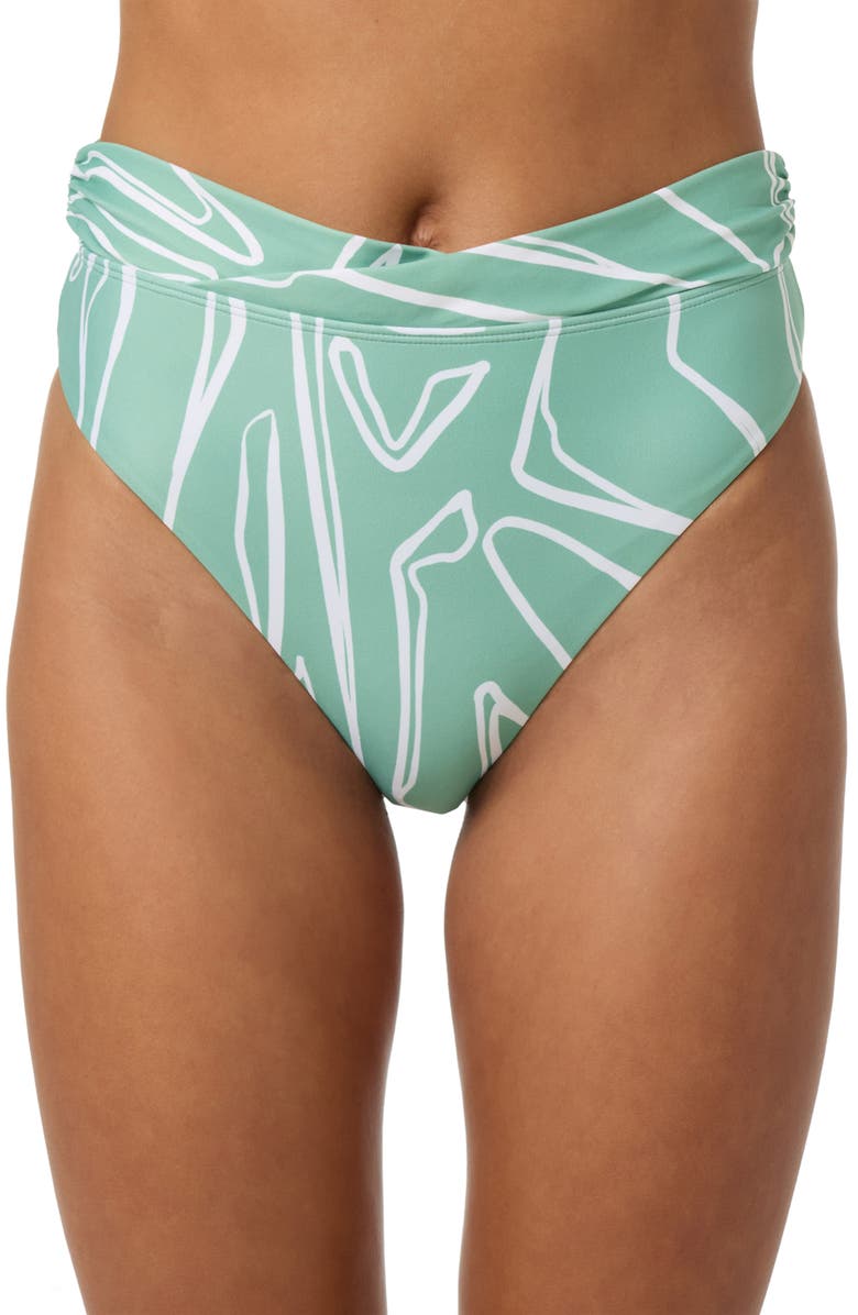 O'Neill Ziggy Geo Stellan High Waist Bikini Bottoms, Main, color, Green