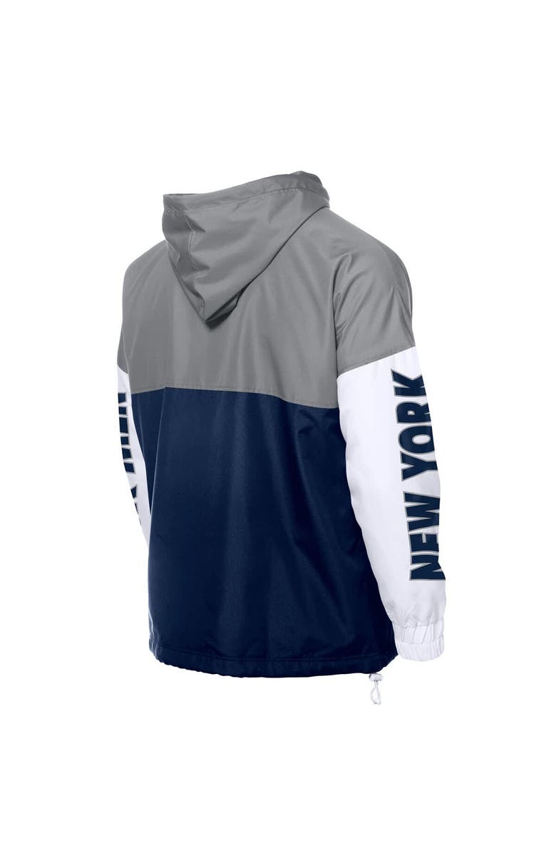 New Era Men's New Era  Navy/Gray New York Yankees Color Block Full-Zip Hoodie Windbreaker, Alternate, color, 