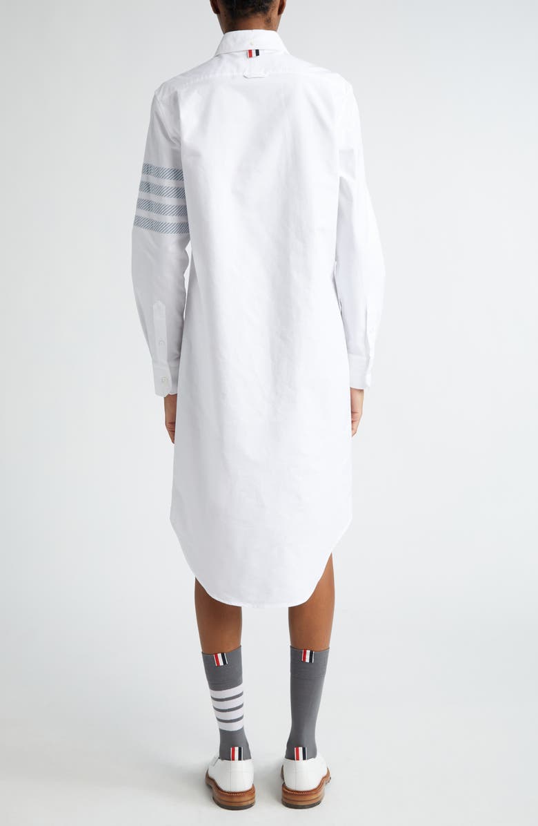 Thom Browne 4-Bar Long Sleeve Cotton Shirtdress, Alternate, color, White
