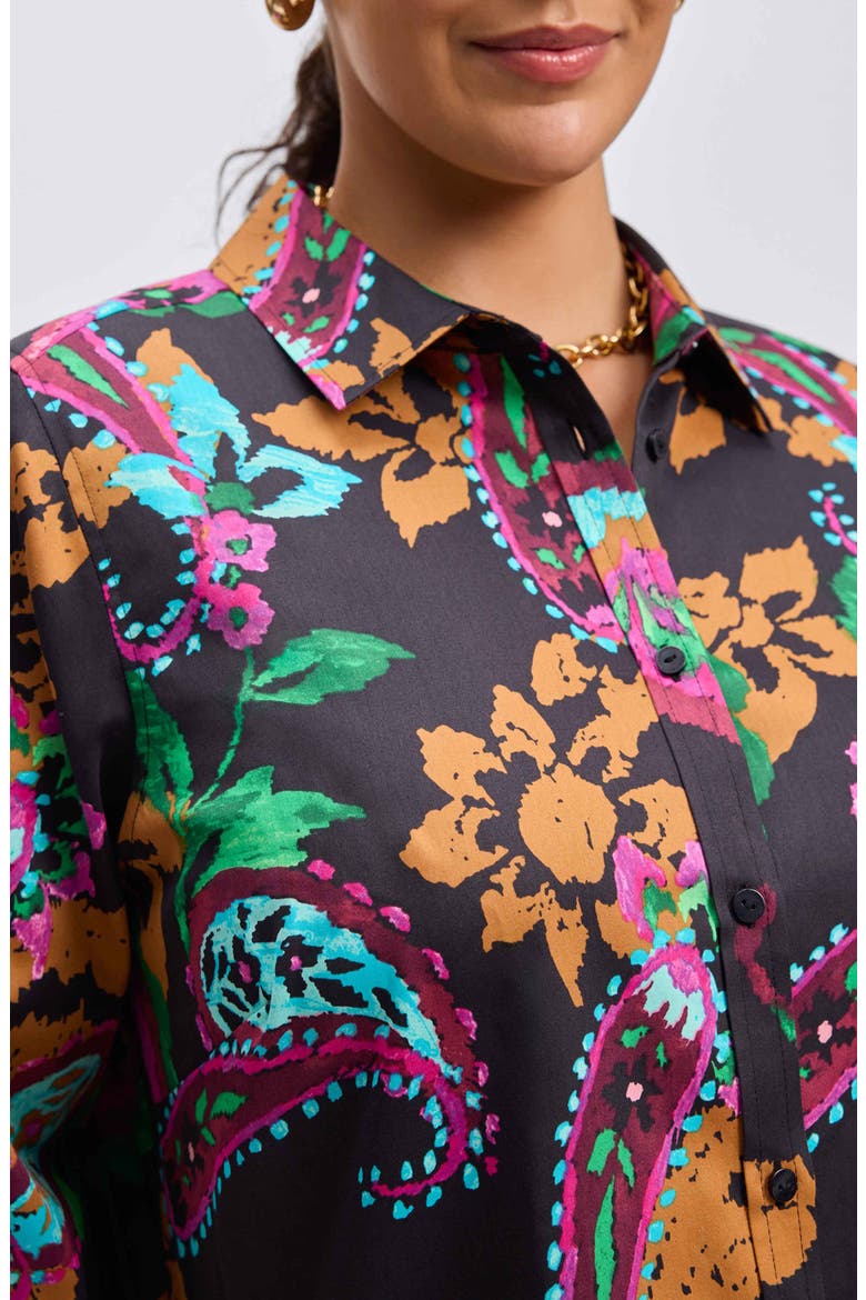 Hampton Painted Wrinkle Resistant Button-Up Shirt, Alternate, color, BLACK MULTI
