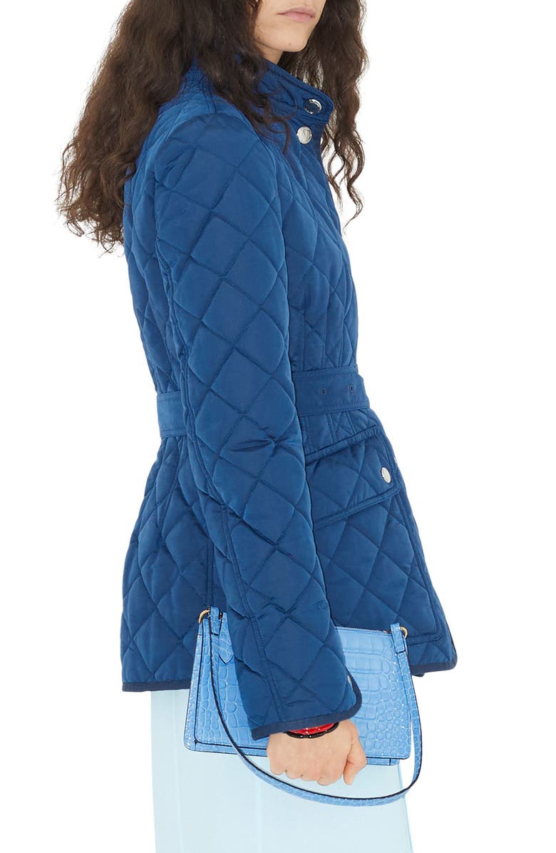Burberry Pett Diamond Quilted Belted Jacket, Alternate, color, 