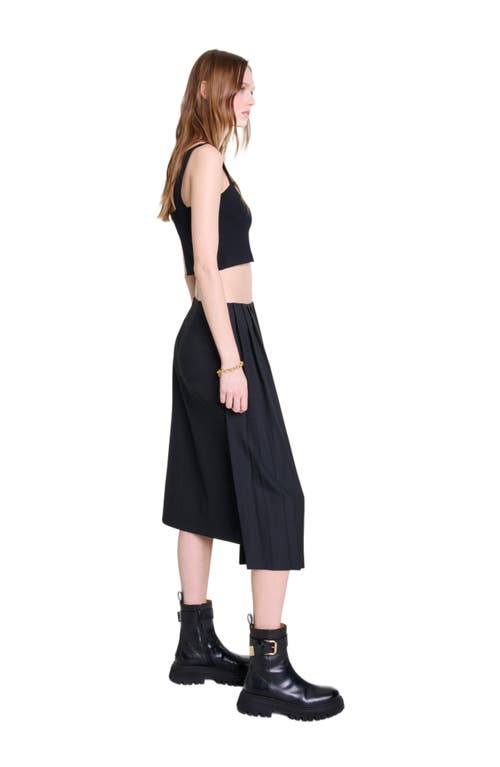 Shop Maje Knitted Crop Top With Straps In Black