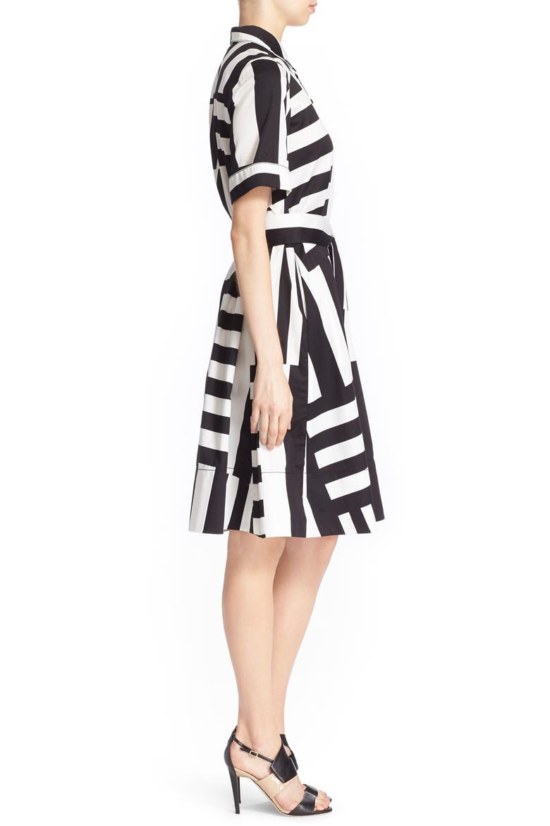 monochrome stripe shirtdress, Alternate, color, NEUTRAL