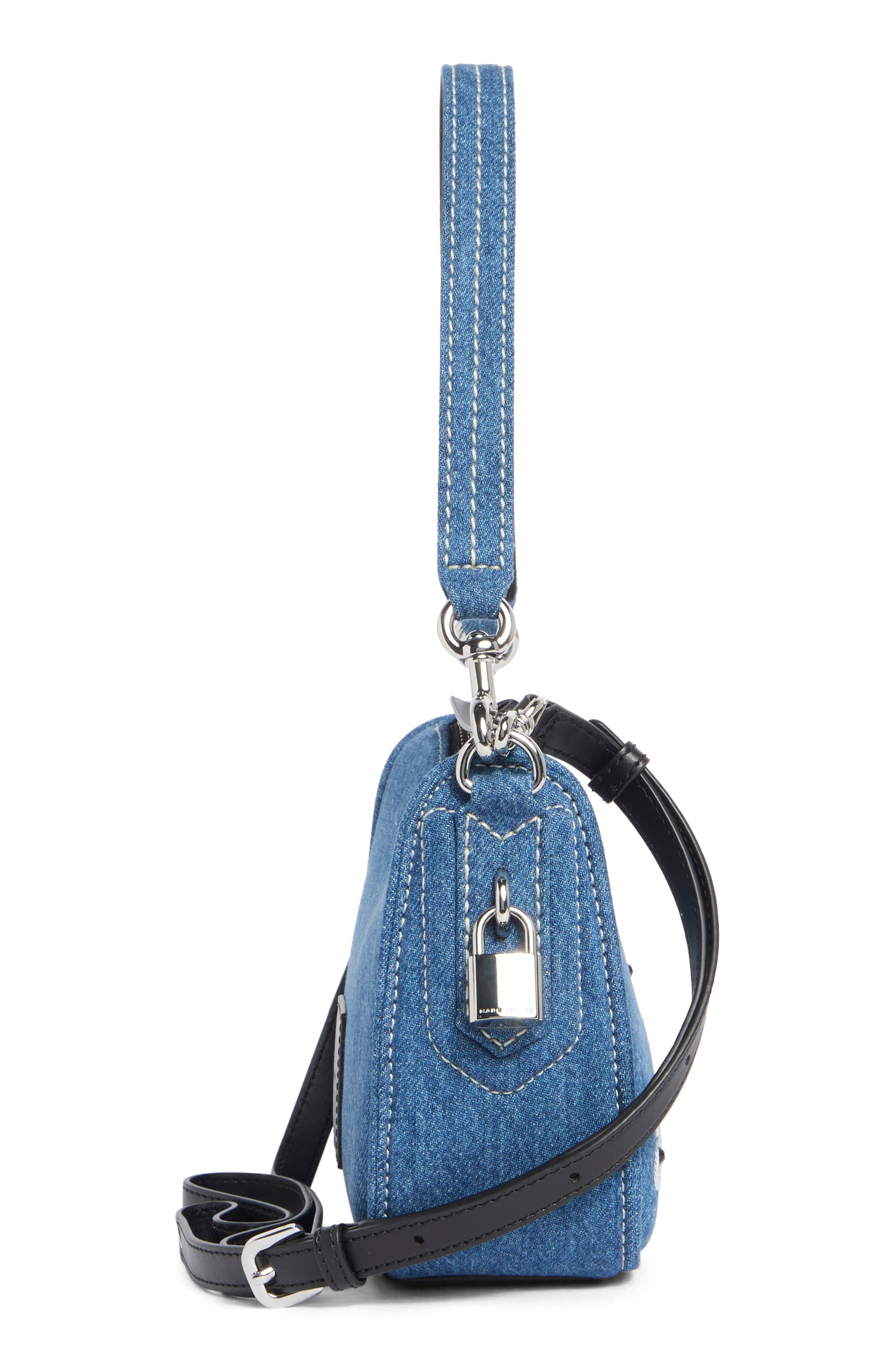 Marc Jacobs Daisy Sequin Denim Shoulder Bag, Alternate, color, Medium Denim