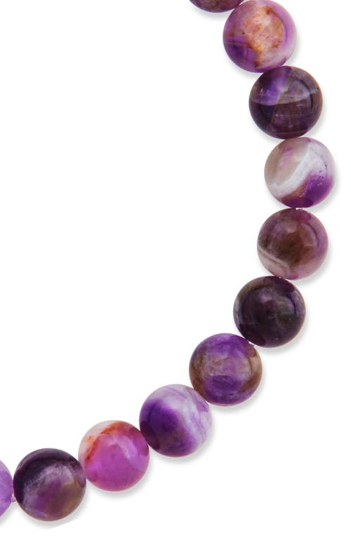 Sterling Forever Agate Beaded Stretch Bracelet In Purple