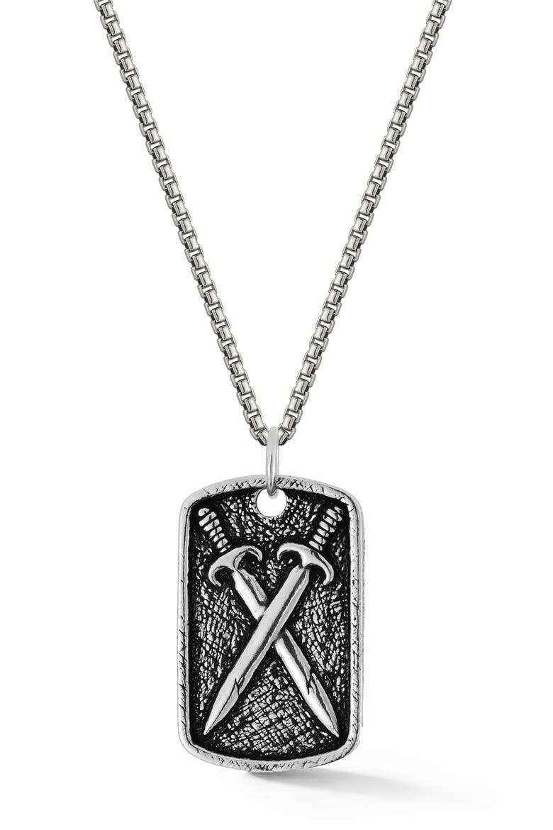 Sword Tag Pendant Necklace, Main, color, SILVER