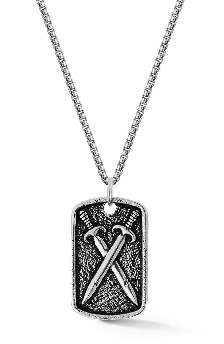 Yield of Men Sword Tag Pendant Necklace, Main, color, Silver