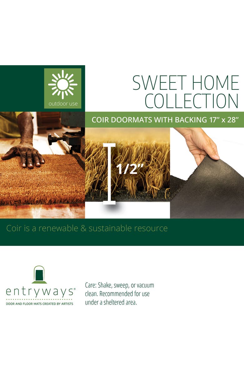 ENTRYWAYS Cat Face Non Slip Coir Doormat, Alternate, color,