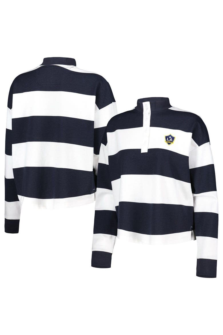 Women's Antigua  White LA Galaxy Radical Rugby Stripe Long Sleeve T-Shirt, Main, color, White