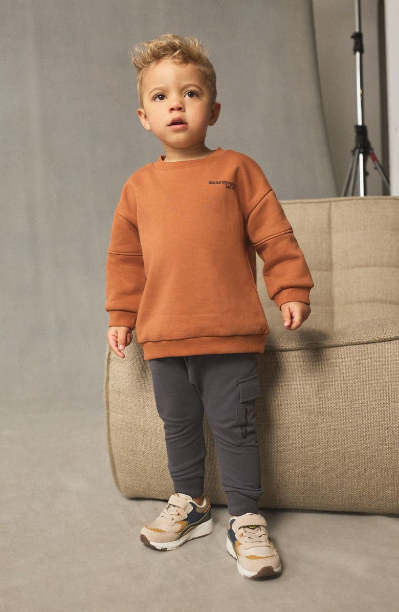 NEXT Kids' Utility Sweatshirt & Cargo Joggers Set, Alternate, color, Brown