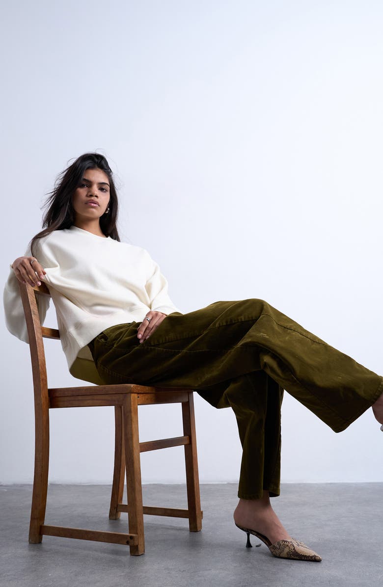 Topshop Velvet Barrel Leg Pants, Alternate, color,