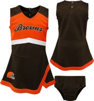 Outerstuff Girls Infant Brown/Orange Cleveland Browns Cheer Captain Jumper Dress