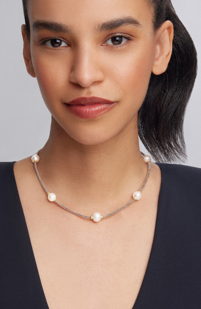 LAGOS Luna Cultured Pearl Station Necklace, Alternate, color, 