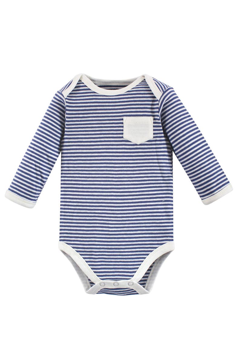 Touched by Nature 3Pk Long Sleeve Organic Bodysuits, Alternate, color, Elephant