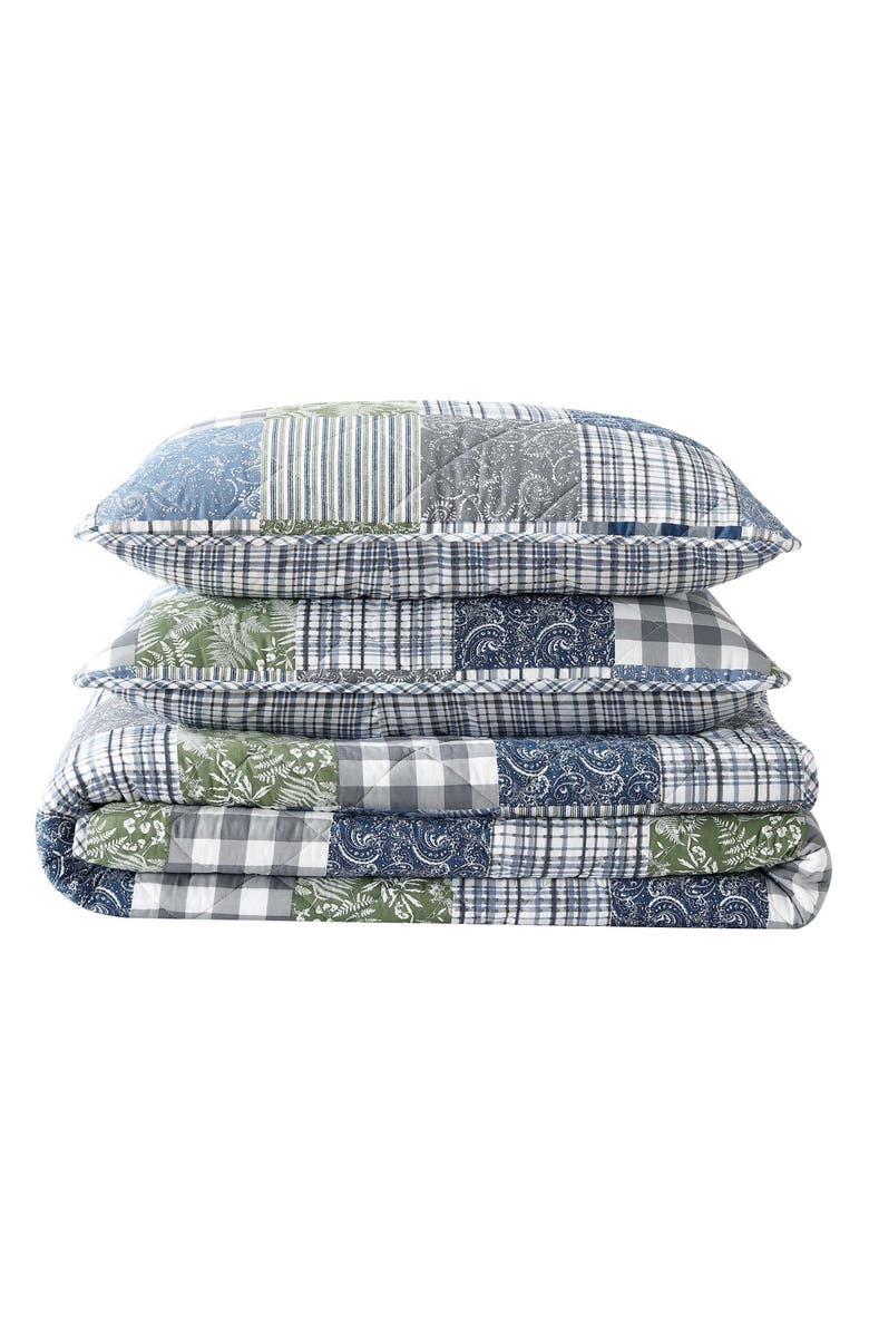 Eddie Bauer Cozy Plaid Cotton Quilt 3-Piece Set, Main, color, Blue/ Green