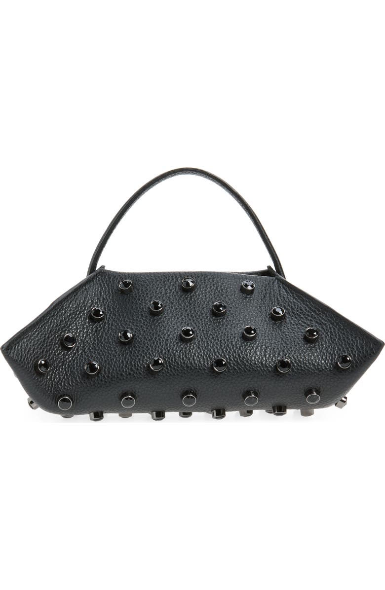 Altuzarra Origami Embellished Leather Baguette Bag, Alternate, color, Black / Black Crystal