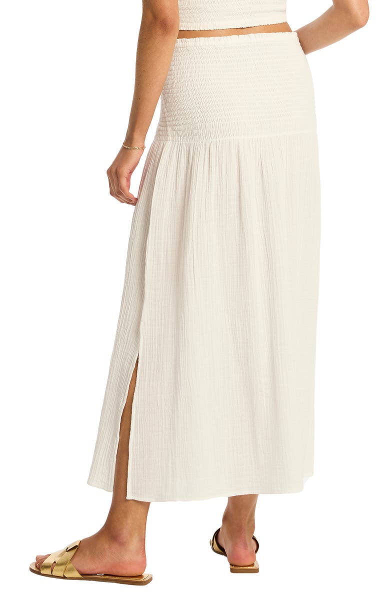 Sea Level Sunset Beach Cotton Gauze Cover-Up Skirt, Alternate, color, White