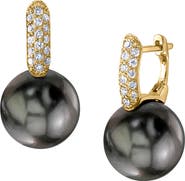 The Pearl Source Tahitian South Sea Pearl & Diamond Huggie Emily Earrings