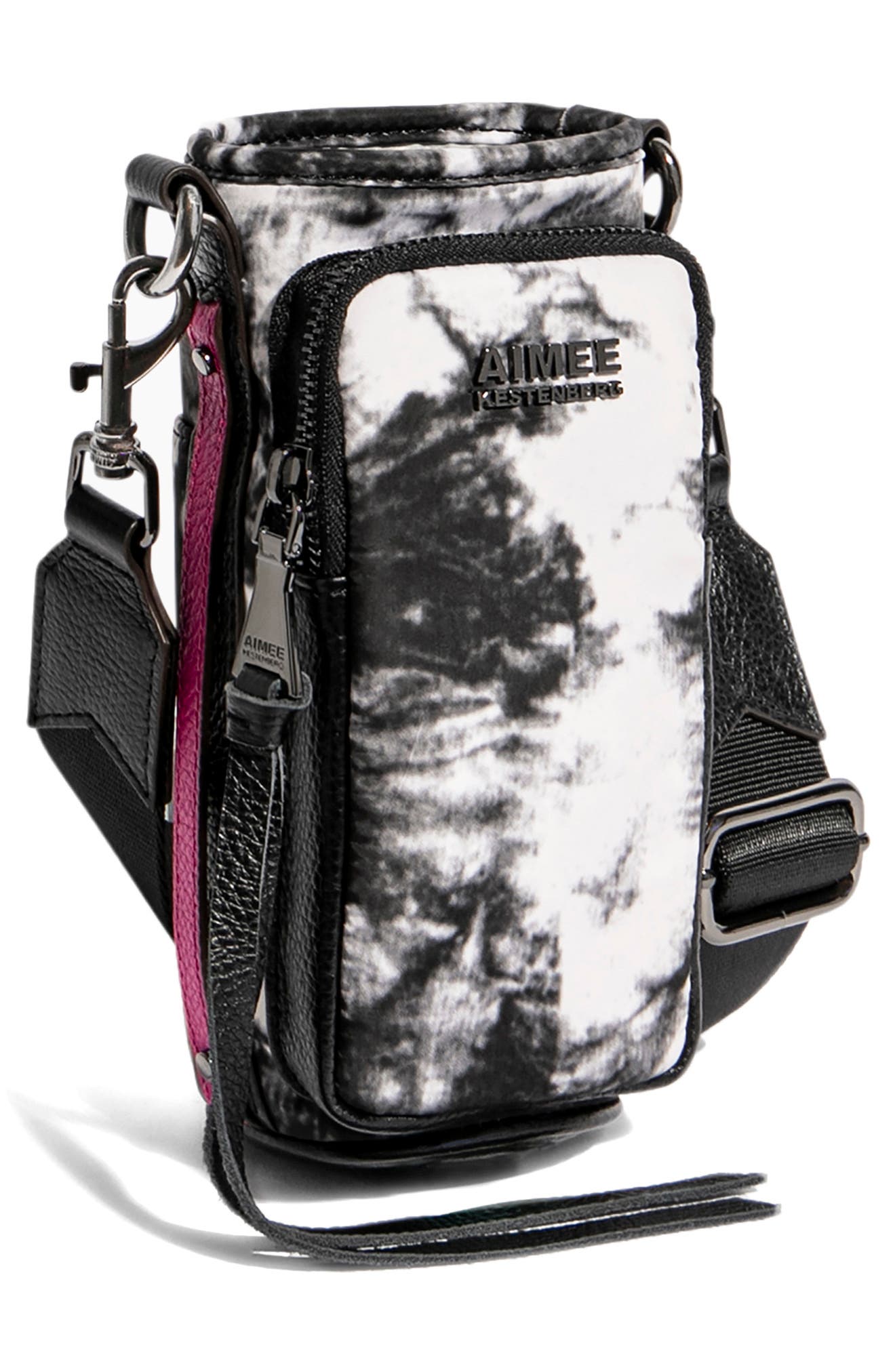 Kestenberg On Top of the World Water Bottle Bag, Alternate, color, VANILLA BLACK TIE DYE