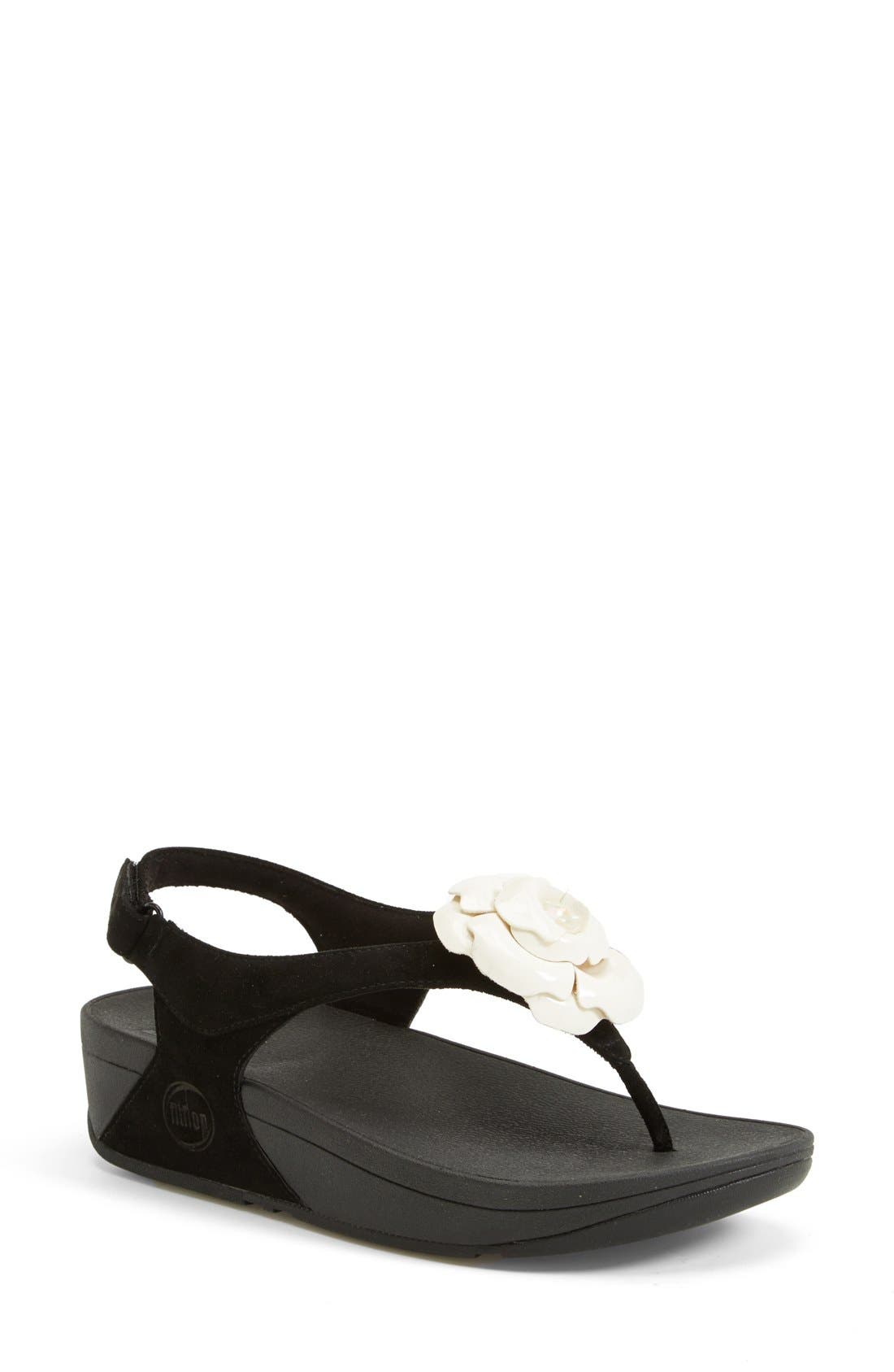 FitFlop 'Bloom' Suede Thong Sandal, Main, color, 