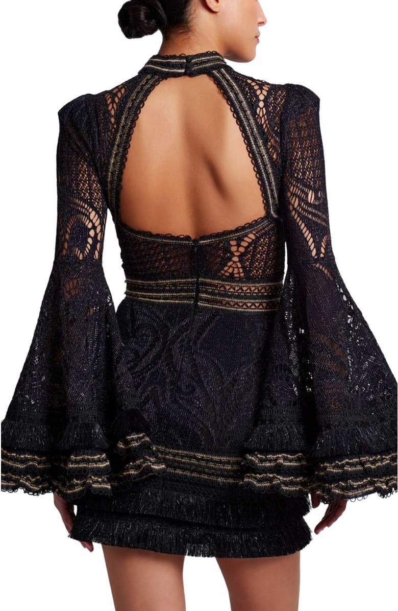 PatBO Lace and Fringe Mini Dress, Alternate, color,