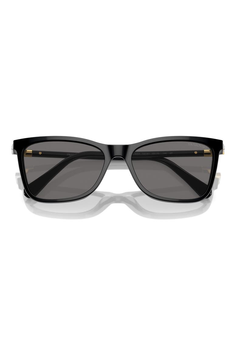 55mm Polarized Rectangular Sunglasses, Alternate, color, BLACK