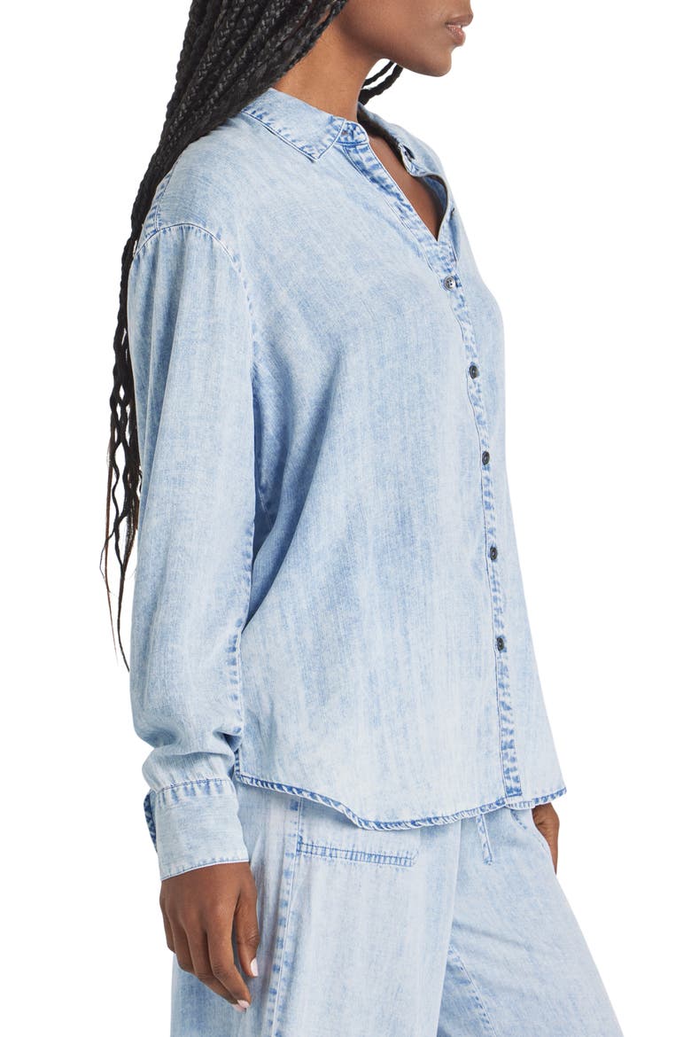 Bleached Button-Up Shirt, Alternate, color, BLEACHED INDIGO