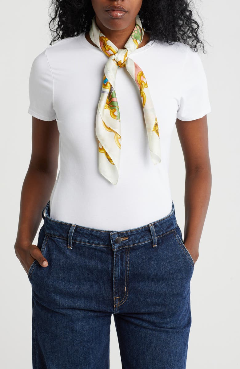 Kurt Geiger London Beach Print Silk Square Scarf, Main, color, 