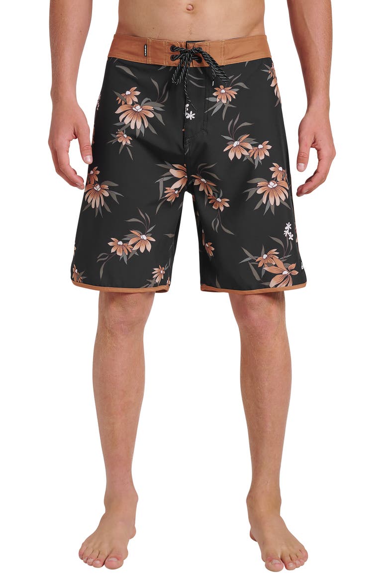 Surfsilk Coastal Flora Swim Shorts, Main, color, BLACK